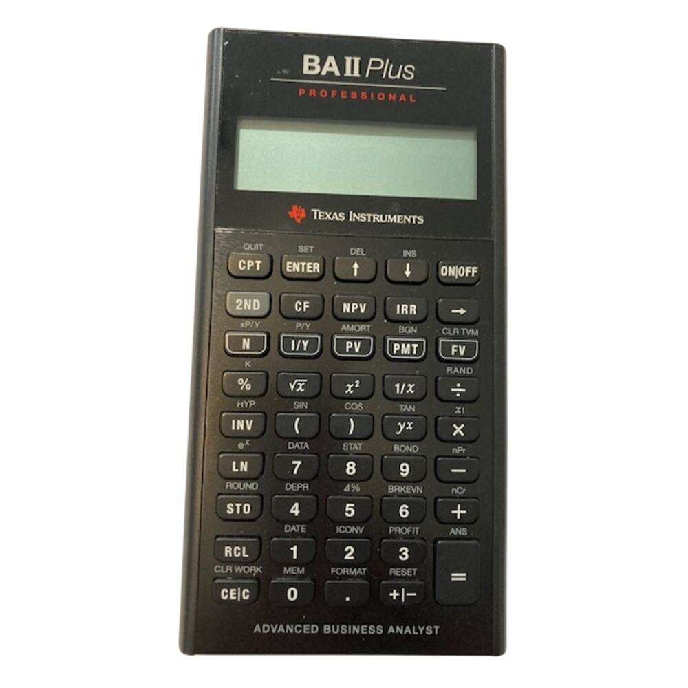 Texas Instruments BA II Plus Prof. Financial Calculator.